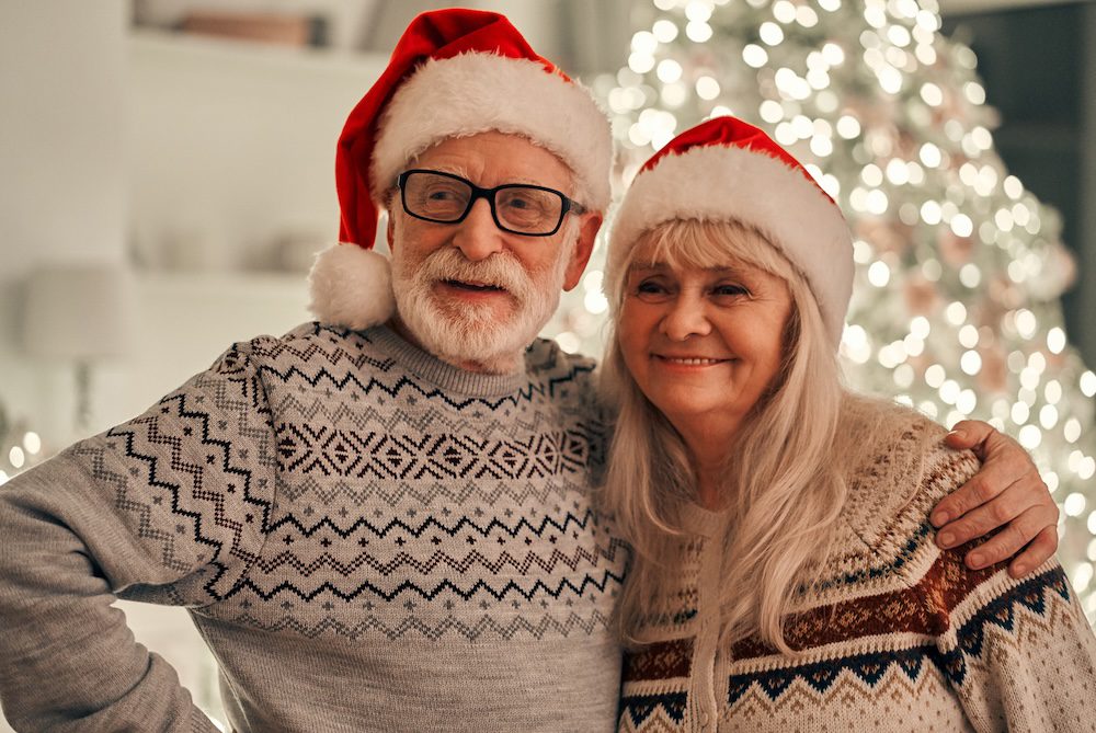 Christmas happy old couple